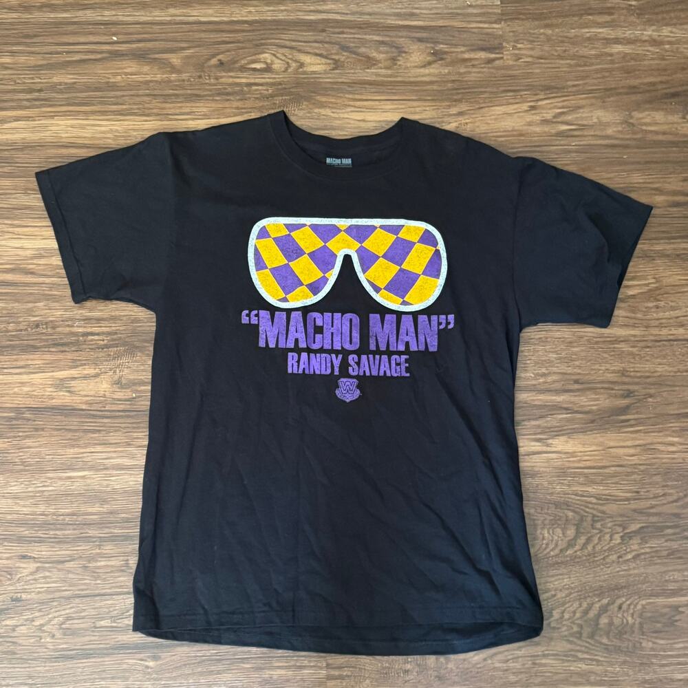 WWE Macho Man Randy Savage Sunglasses‎ Graphic Tee Black Size L